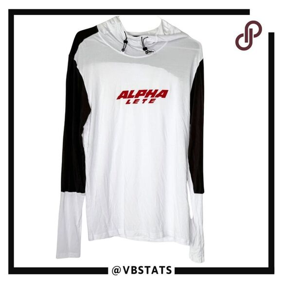 Alphalete Men's Colorblock Long Sleeve Pullover Hoodie White Black Small - Picture 1 of 5